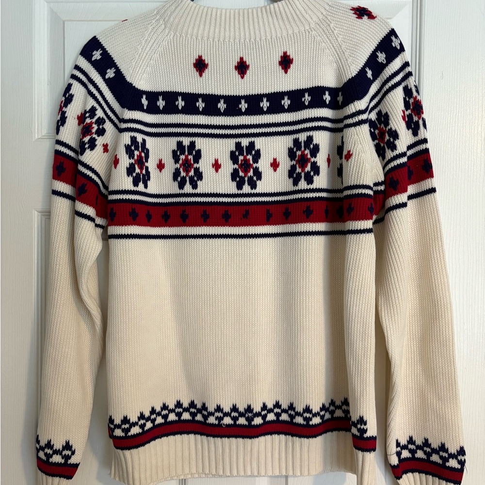 Vintage Cream and Red Crewneck Fair Isle Sweater, Deadstock NWOT